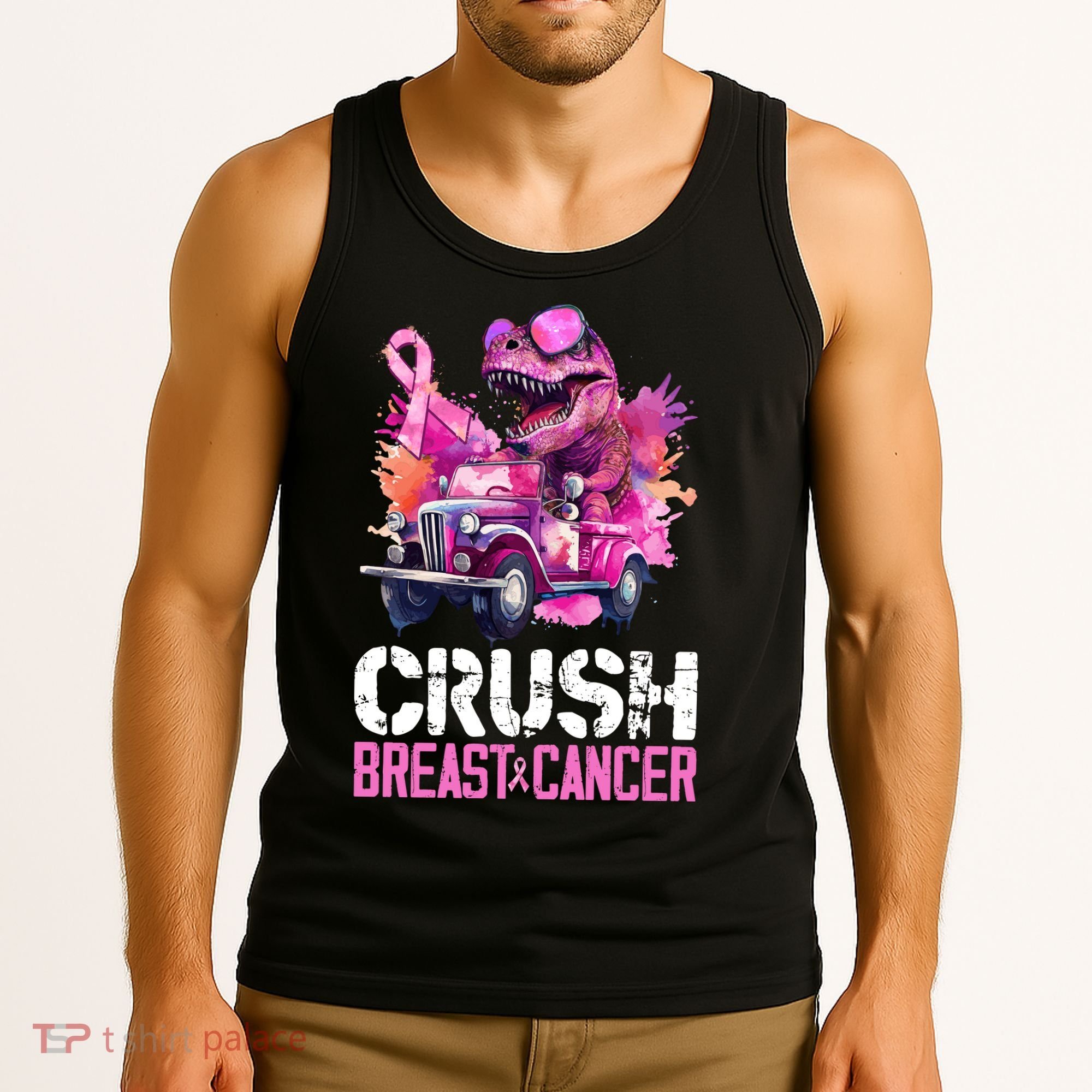 Crush Breast Cancer TRex Dinosaur Tank Top