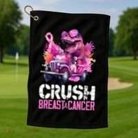 Crush Breast Cancer TRex Dinosaur Golf Towel thumb 1