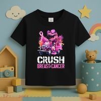 Crush Breast Cancer TRex Dinosaur Toddler T-Shirt thumb 3