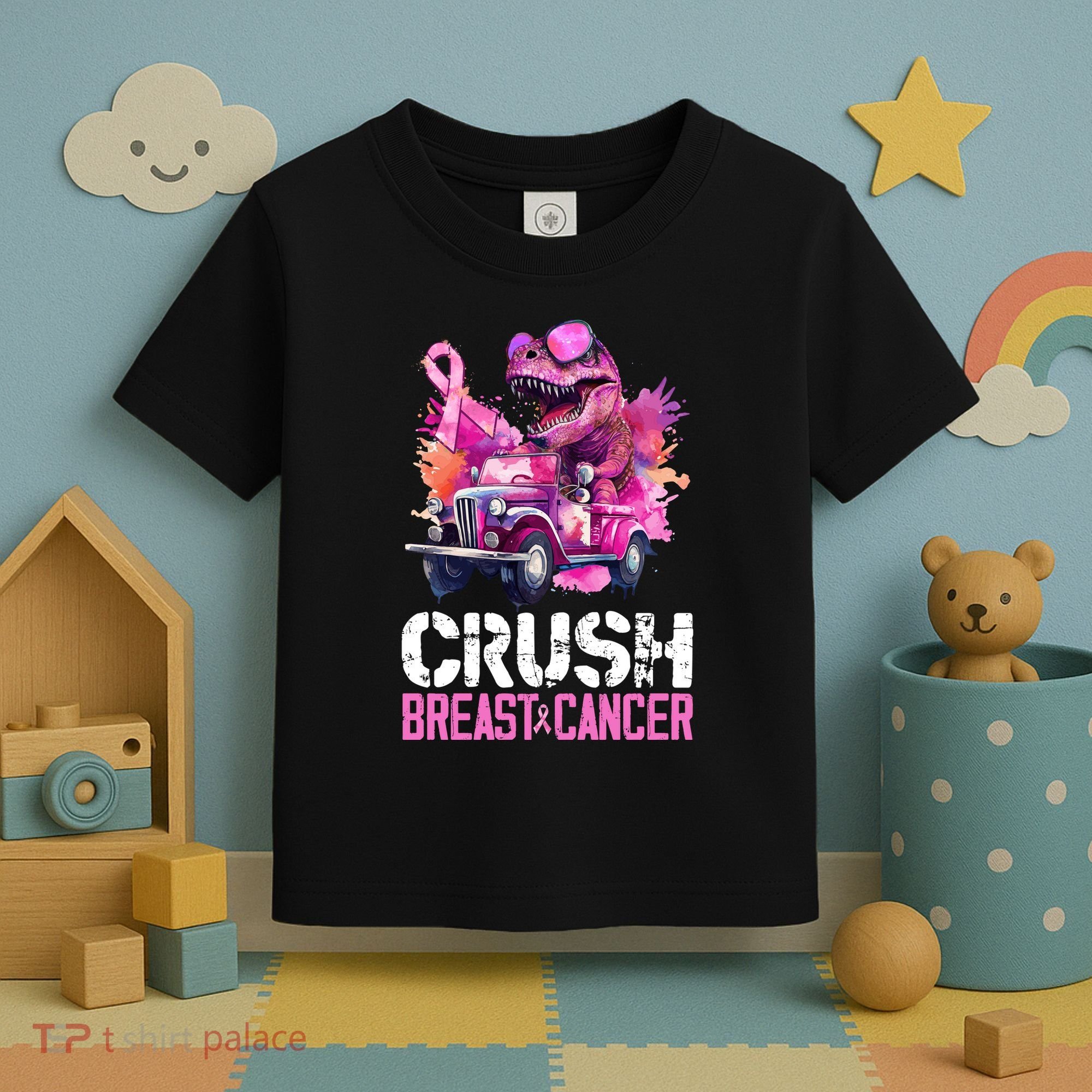 Crush Breast Cancer TRex Dinosaur Toddler T-Shirt