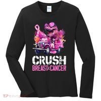 Crush Breast Cancer TRex Dinosaur Women's Long Sleeve Shirt thumb 0