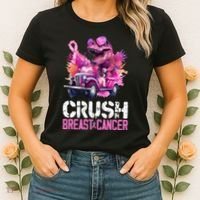 Crush Breast Cancer TRex Dinosaur Women's T-Shirt thumb 2