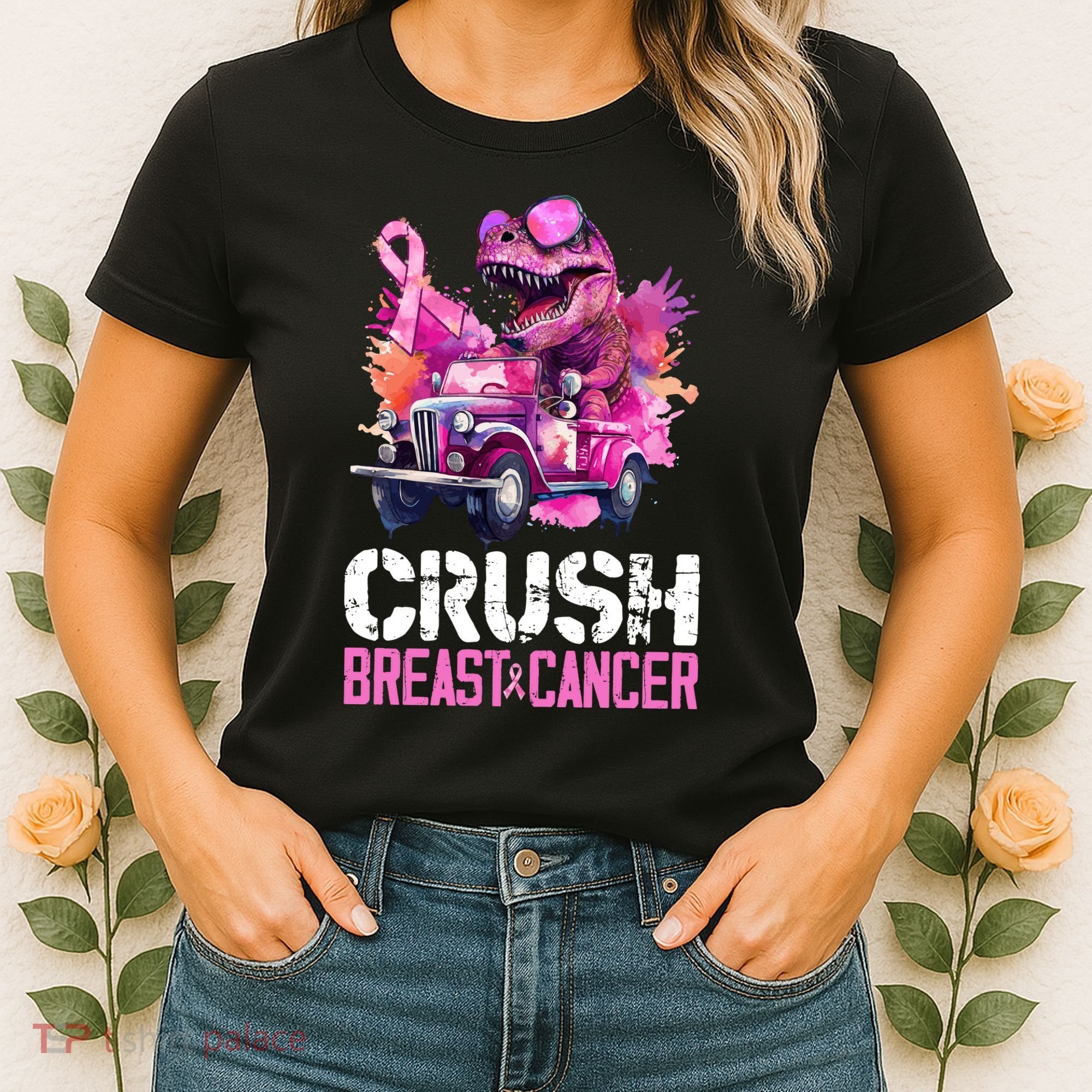 Crush Breast Cancer TRex Dinosaur Women's T-Shirt
