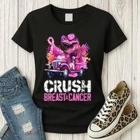 Crush Breast Cancer TRex Dinosaur Women's T-Shirt thumb 3