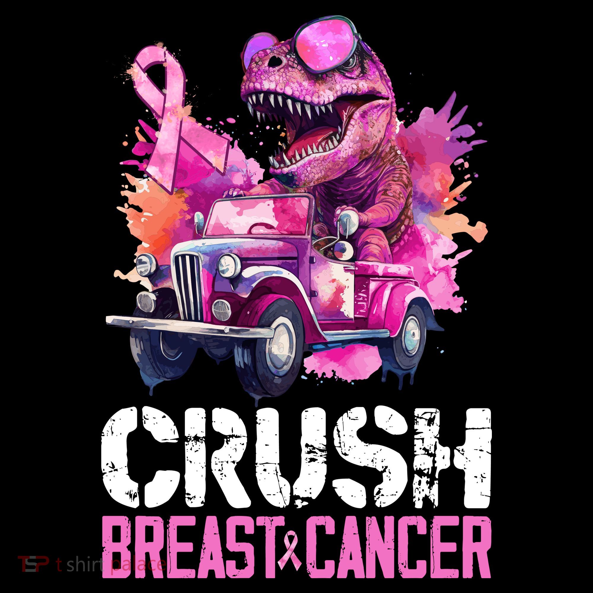 Crush Breast Cancer TRex Dinosaur Kids T-Shirt