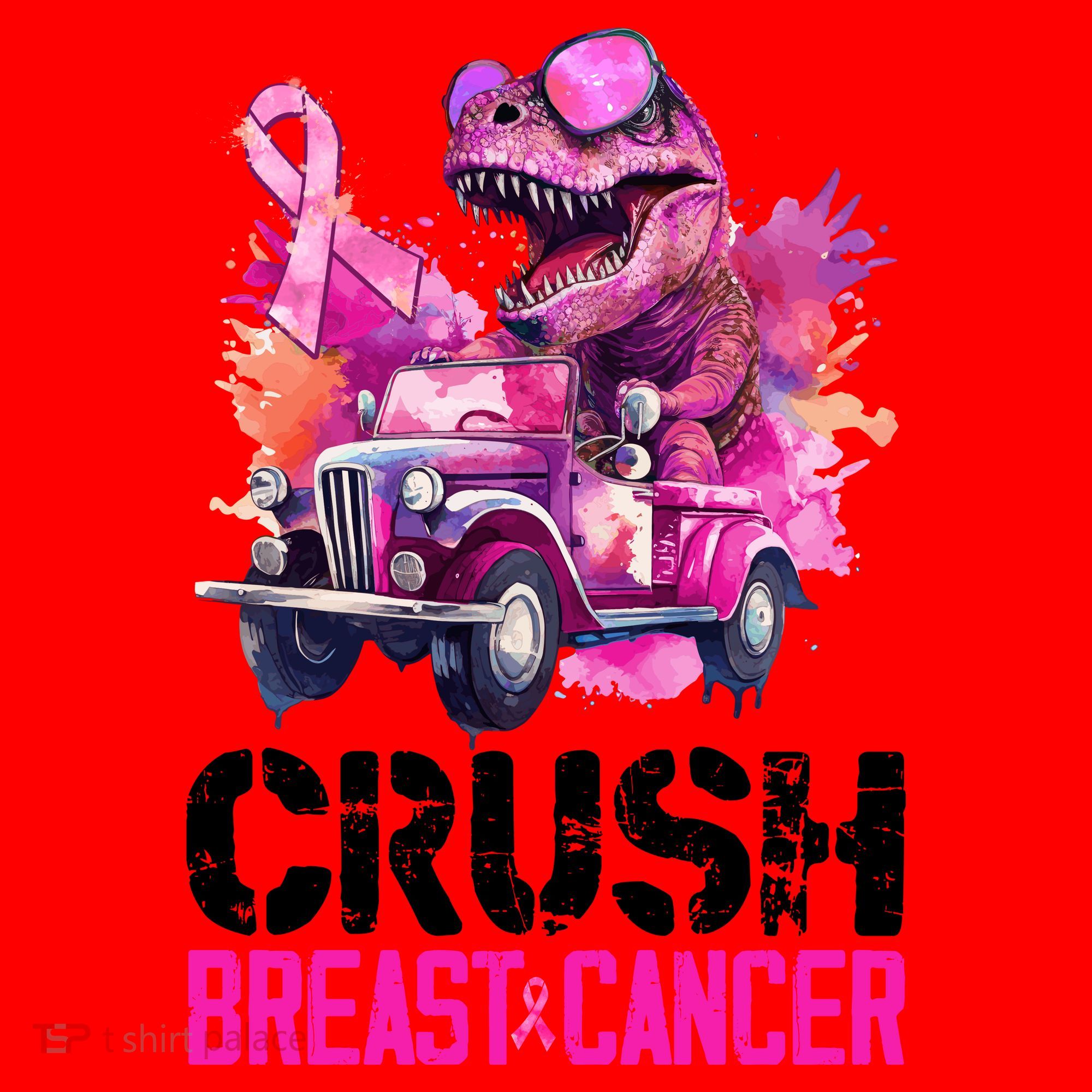Crush Breast Cancer TRex Dinosaur Santa Hat