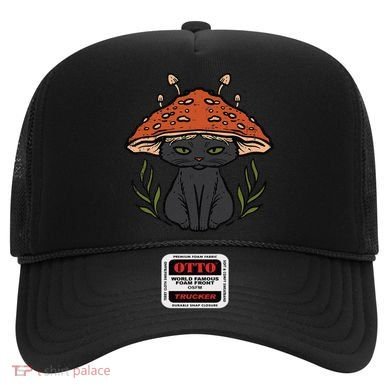 Cottagecore Black Cat Mushroom Cute Women Hat