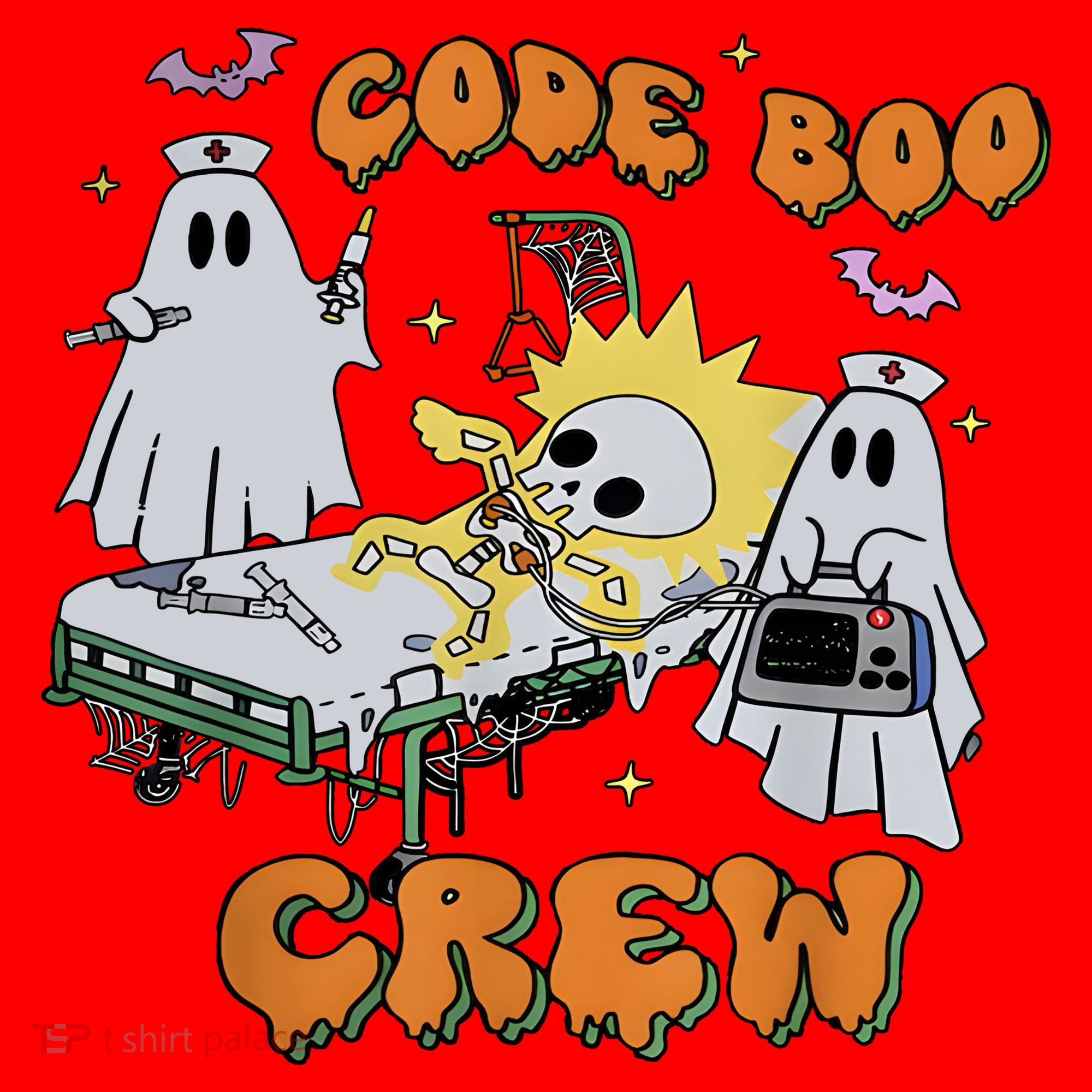 Code Boo Crew Funny Ghost Nurse Halloween Santa Hat