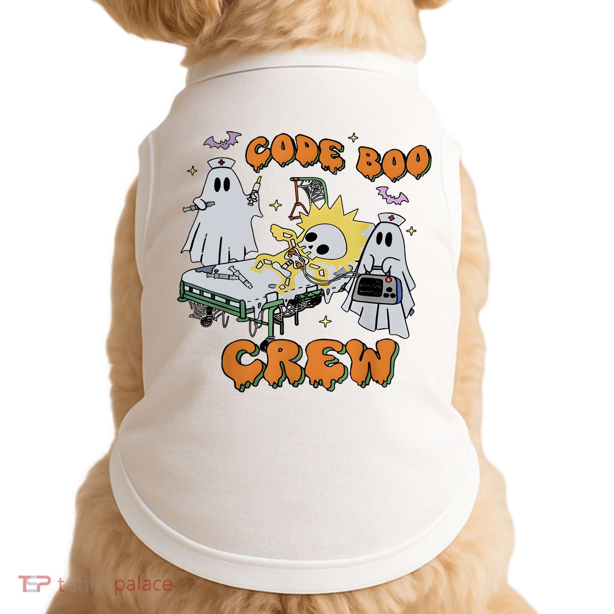 Code Boo Crew Funny Ghost Nurse Halloween Doggie Tank