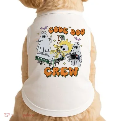 Code Boo Crew Funny Ghost Nurse Halloween Doggie Tank