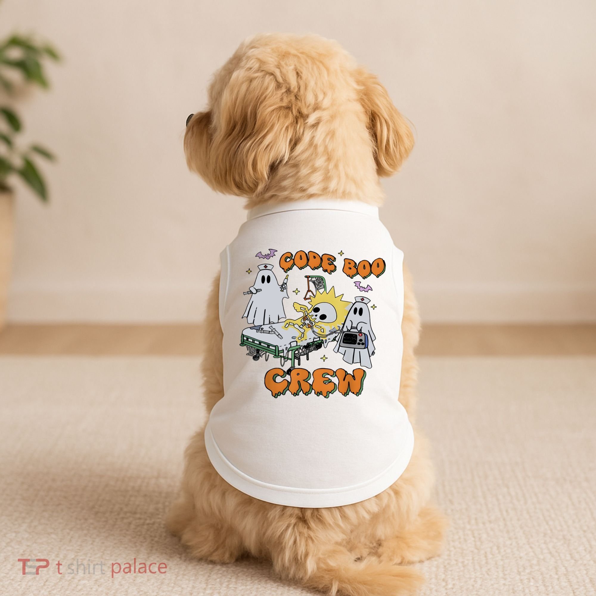 Code Boo Crew Funny Ghost Nurse Halloween Doggie Tank