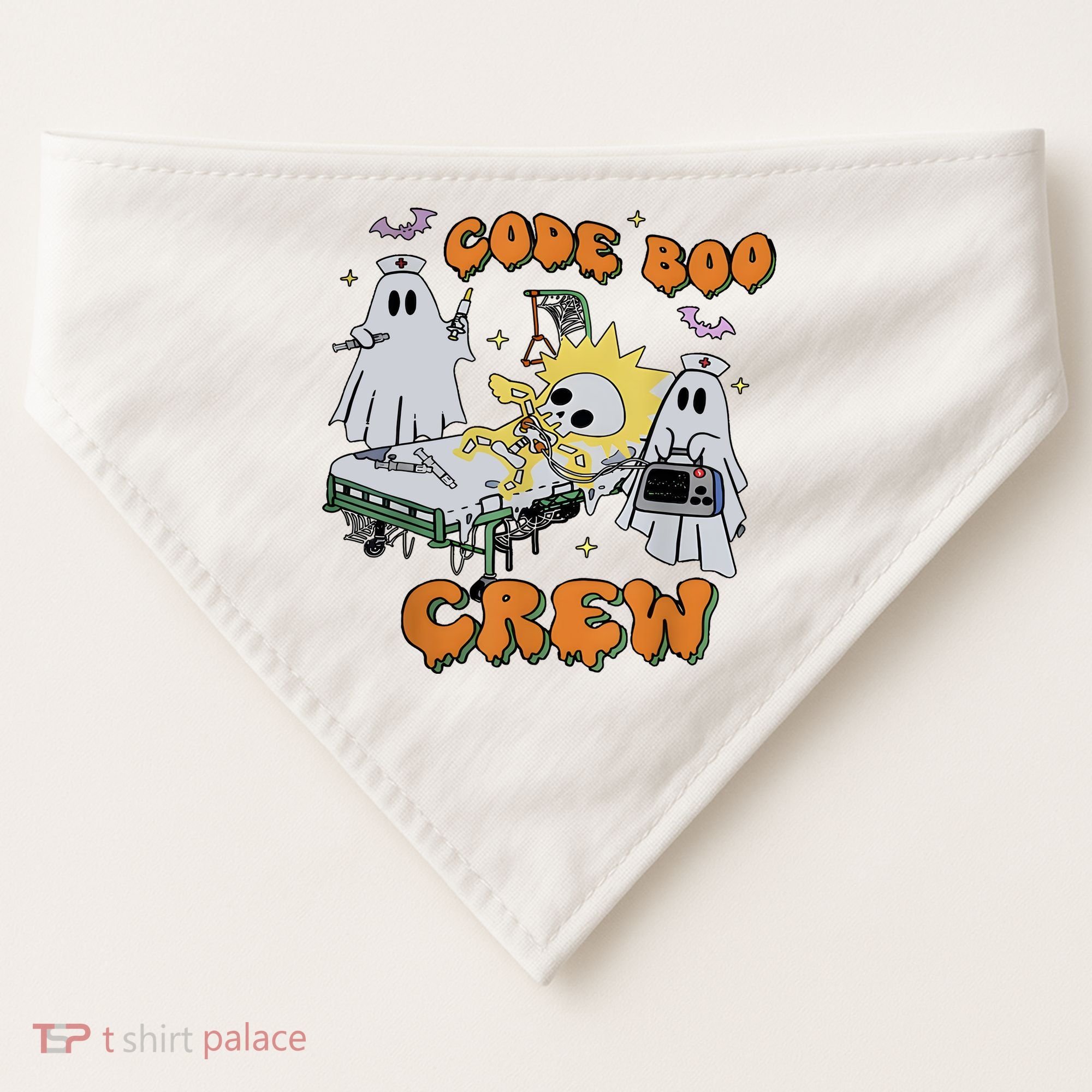 Code Boo Crew Funny Ghost Nurse Halloween USA-Made Doggie Bandana