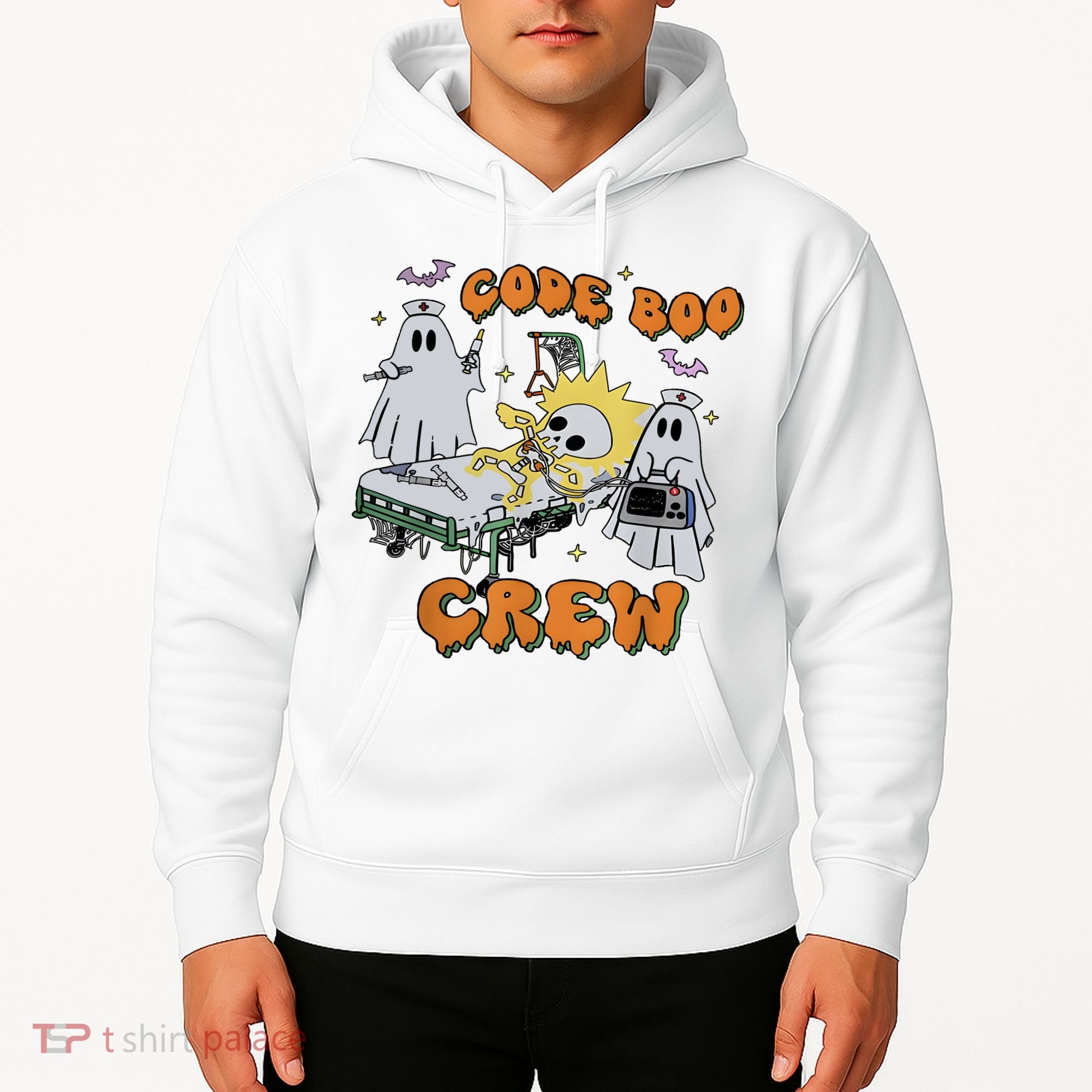 Code Boo Crew Funny Ghost Nurse Halloween Hoodie