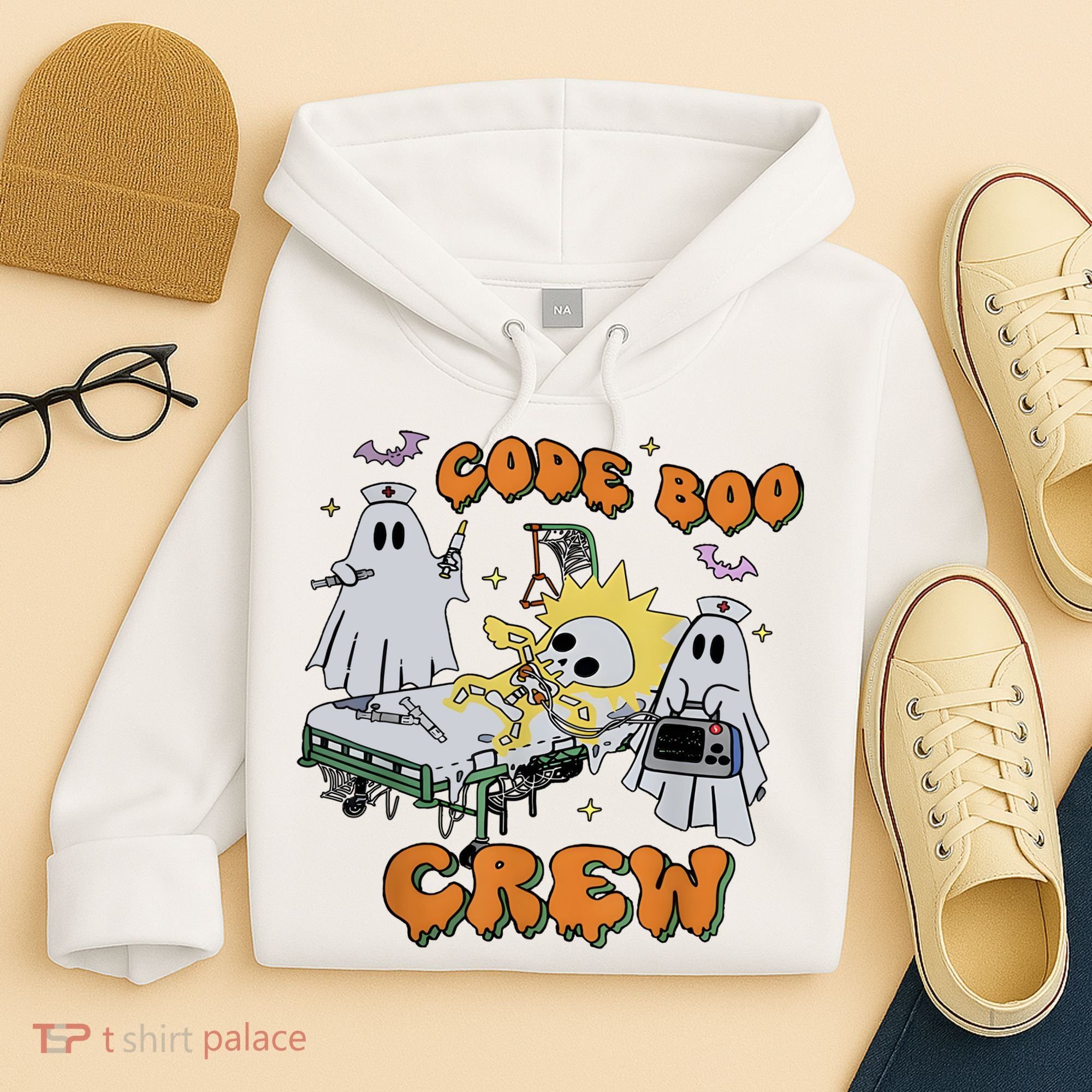 Code Boo Crew Funny Ghost Nurse Halloween Hoodie