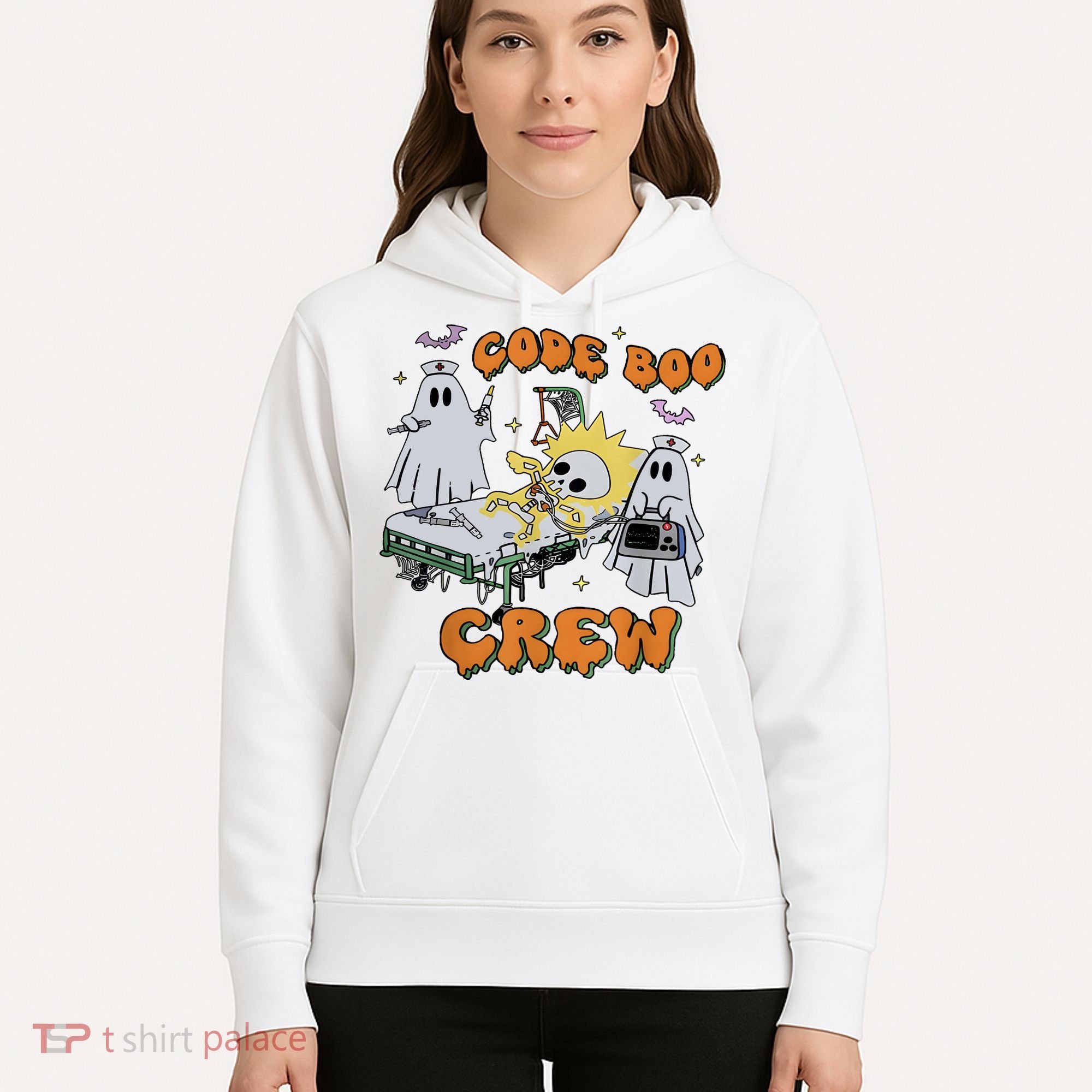 Code Boo Crew Funny Ghost Nurse Halloween Hoodie
