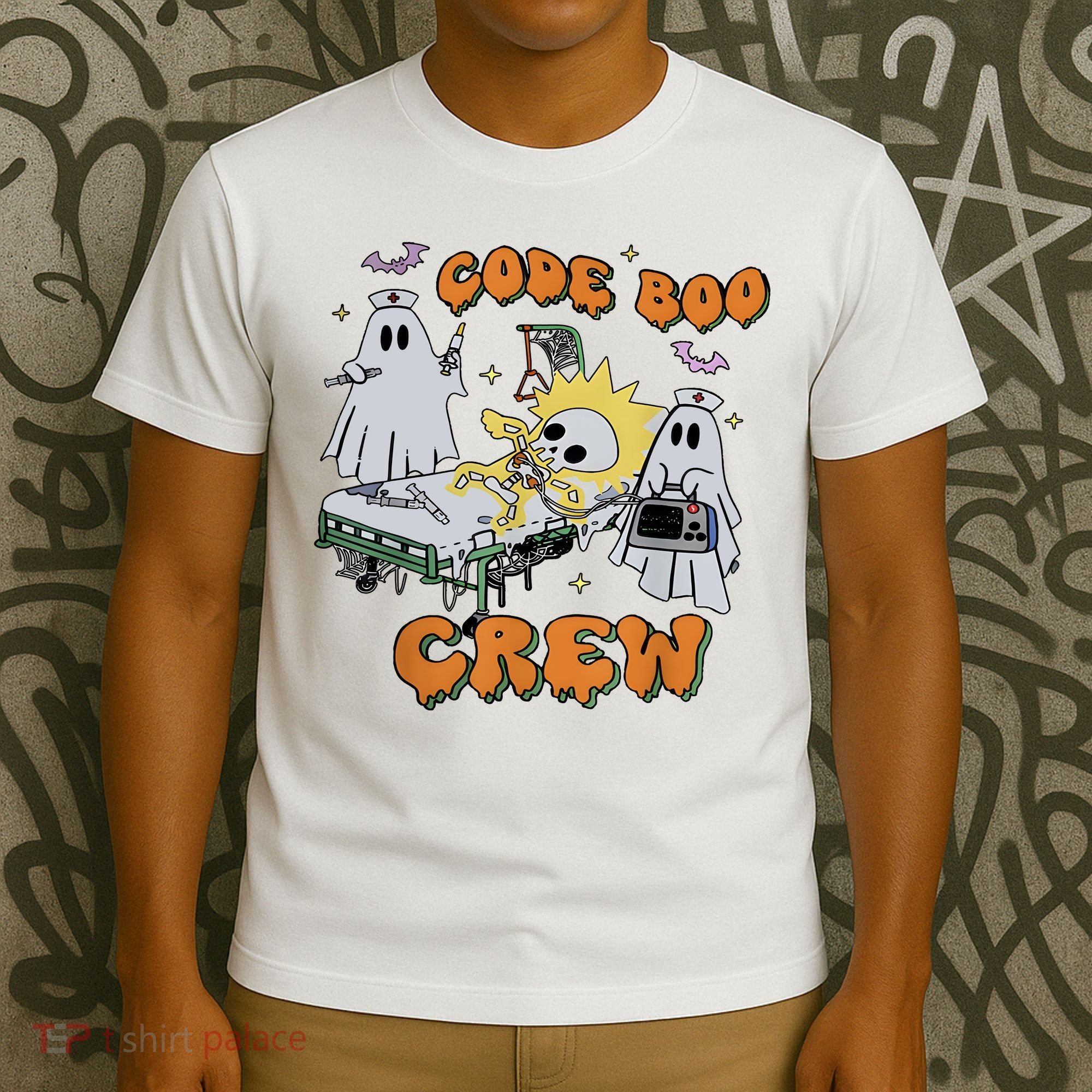 Code Boo Crew Funny Ghost Nurse Halloween T-Shirt