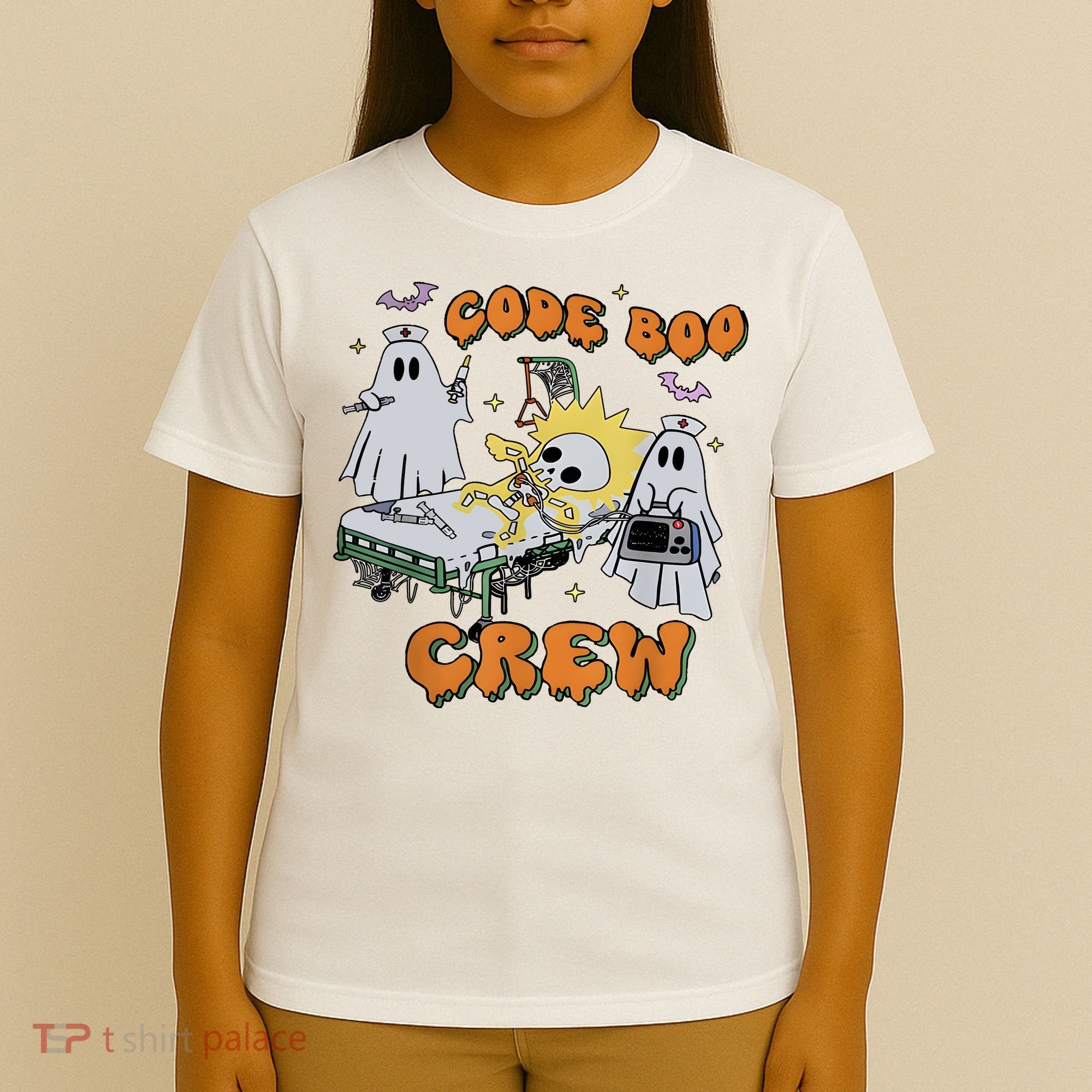 Code Boo Crew Funny Ghost Nurse Halloween T-Shirt