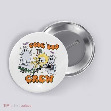 Code Boo Crew Funny Ghost Nurse Halloween Button
