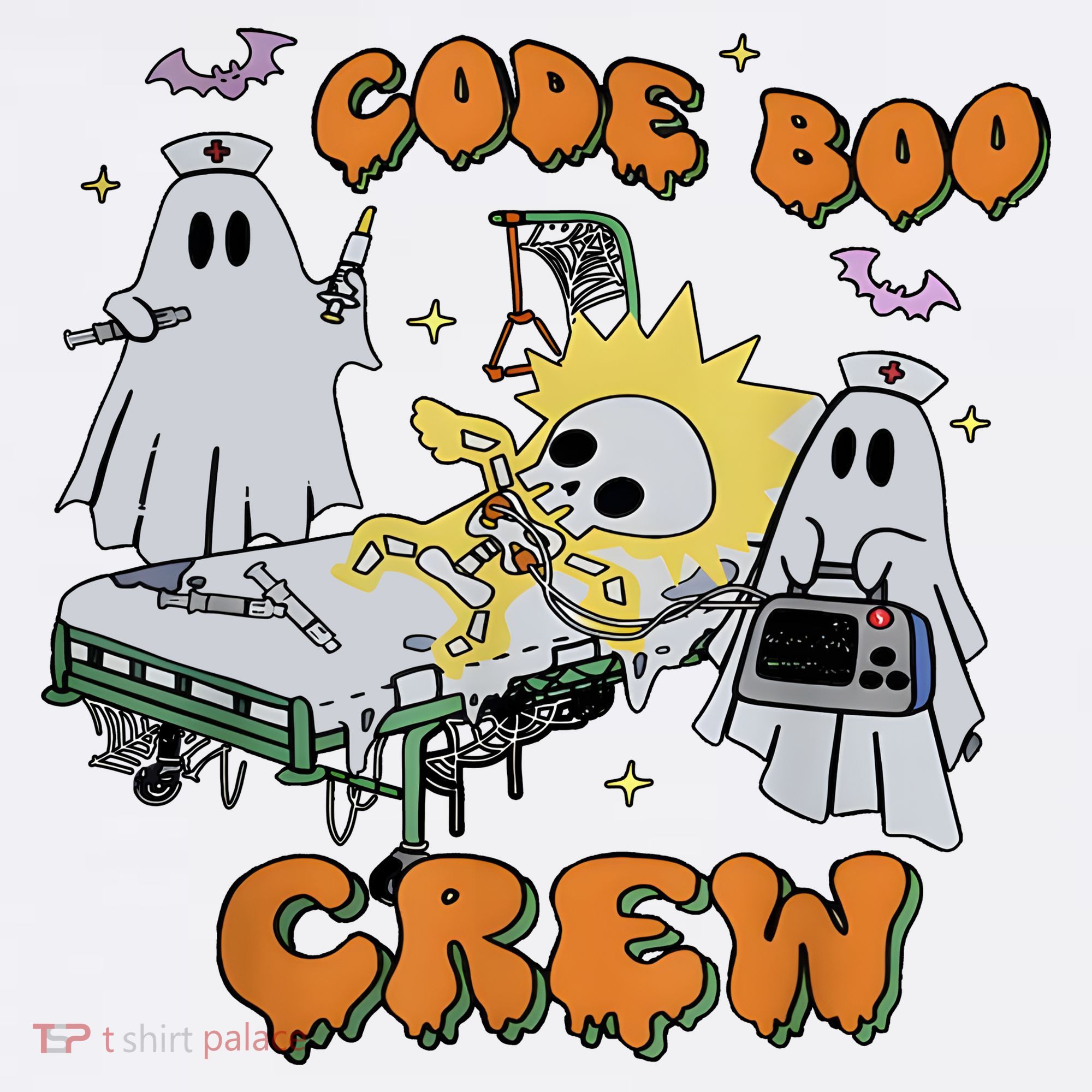 Code Boo Crew Funny Ghost Nurse Halloween Button
