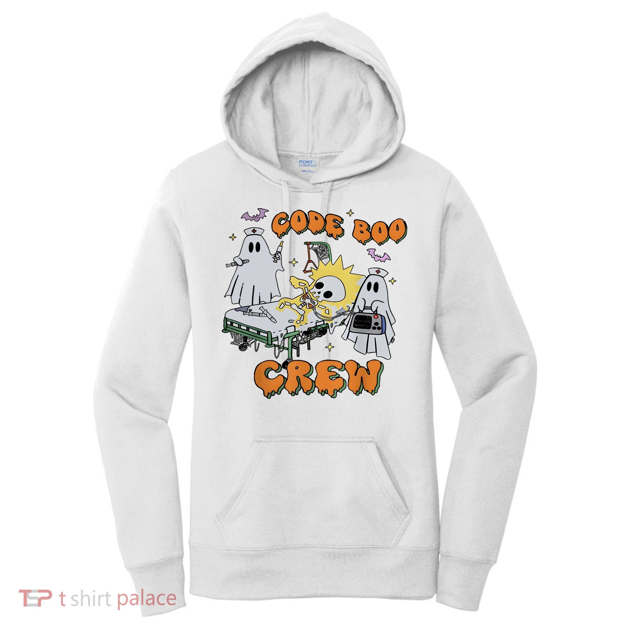Code Boo Crew Funny Ghost Nurse Halloween Women's Hoodie