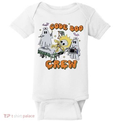 Code Boo Crew Funny Ghost Nurse Halloween Baby Bodysuit