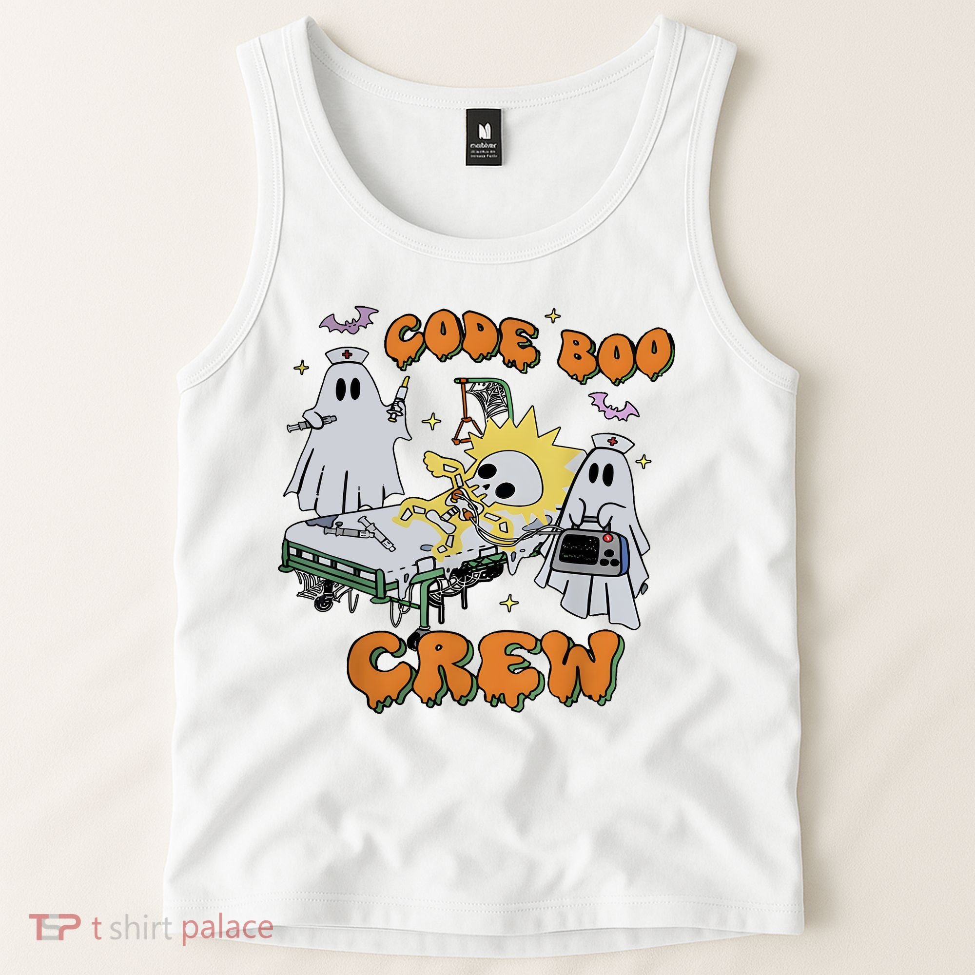 Code Boo Crew Funny Ghost Nurse Halloween Tank Top