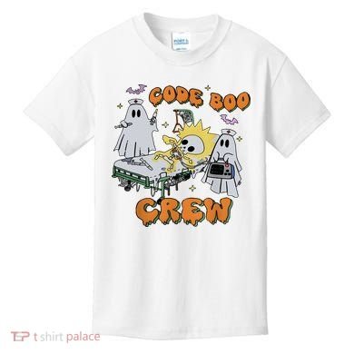 Code Boo Crew Funny Ghost Nurse Halloween Kids T-Shirt