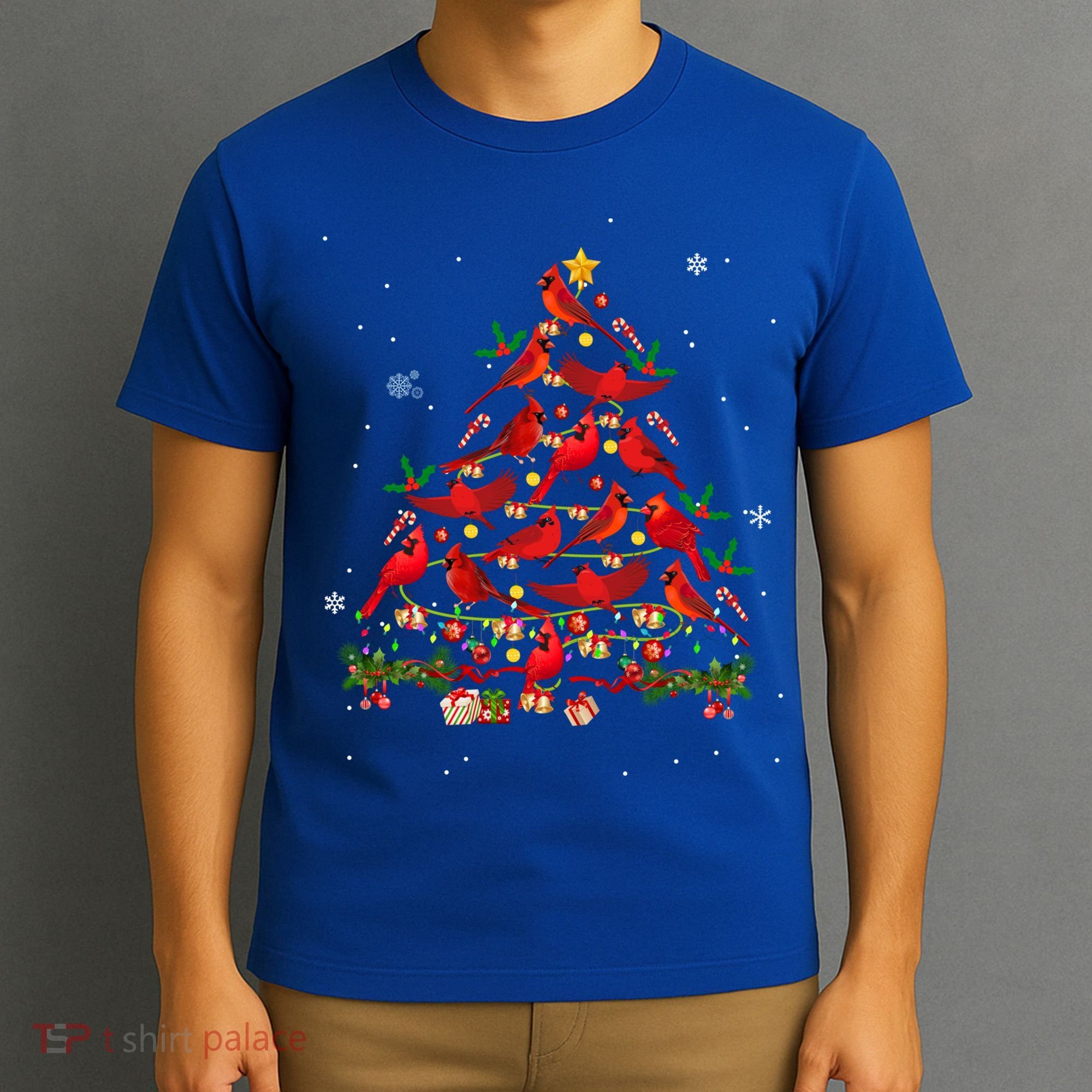 Cardinal Bird Christmas Tree Cardinals Lovers Xmas Family Gift T-Shirt