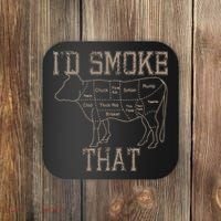 Chef Butcher Cook BBQ Id Smoke That Cow Beef Funny Gift Coaster thumb 0