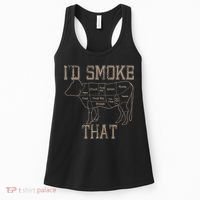 Chef Butcher Cook BBQ Id Smoke That Cow Beef Funny Gift Women's Tank Top thumb 0