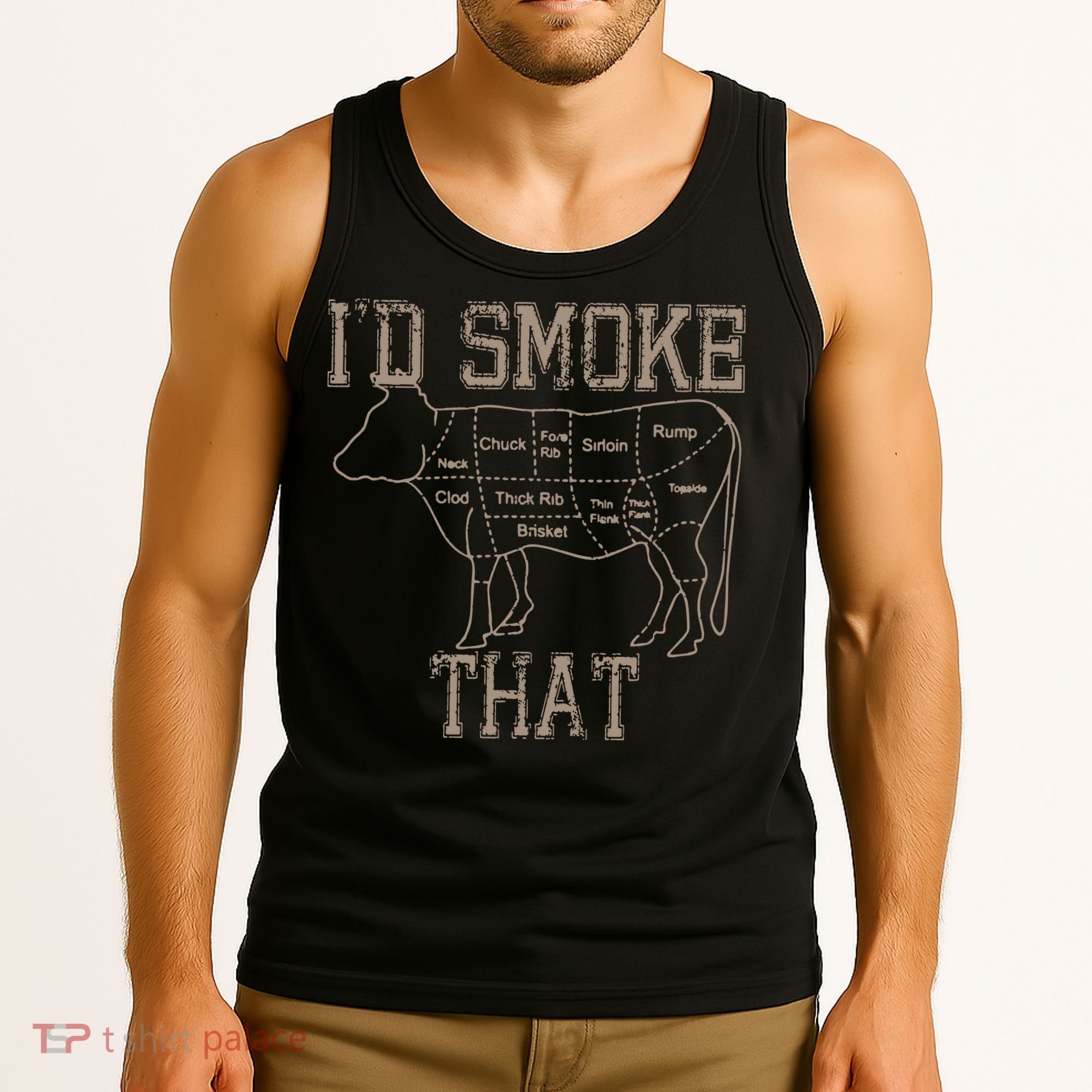 Chef Butcher Cook BBQ Id Smoke That Cow Beef Funny Gift Tank Top