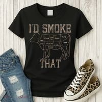 Chef Butcher Cook BBQ Id Smoke That Cow Beef Funny Gift Women's T-Shirt thumb 3