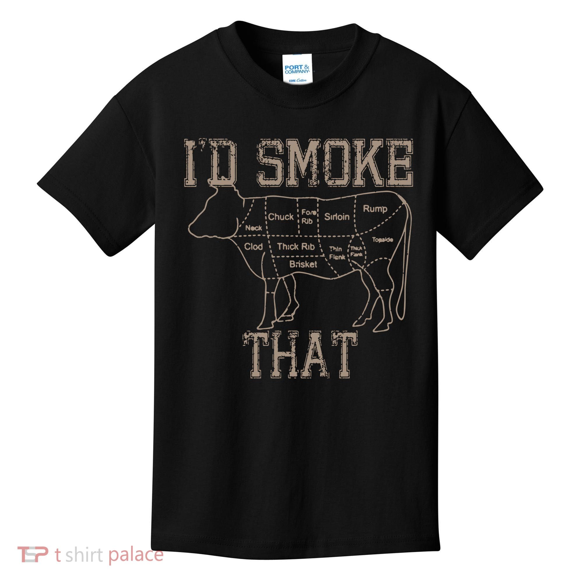 Chef Butcher Cook BBQ Id Smoke That Cow Beef Funny Gift Kids T-Shirt