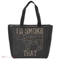 Chef Butcher Cook BBQ Id Smoke That Cow Beef Funny Gift Tote Bag thumb 0