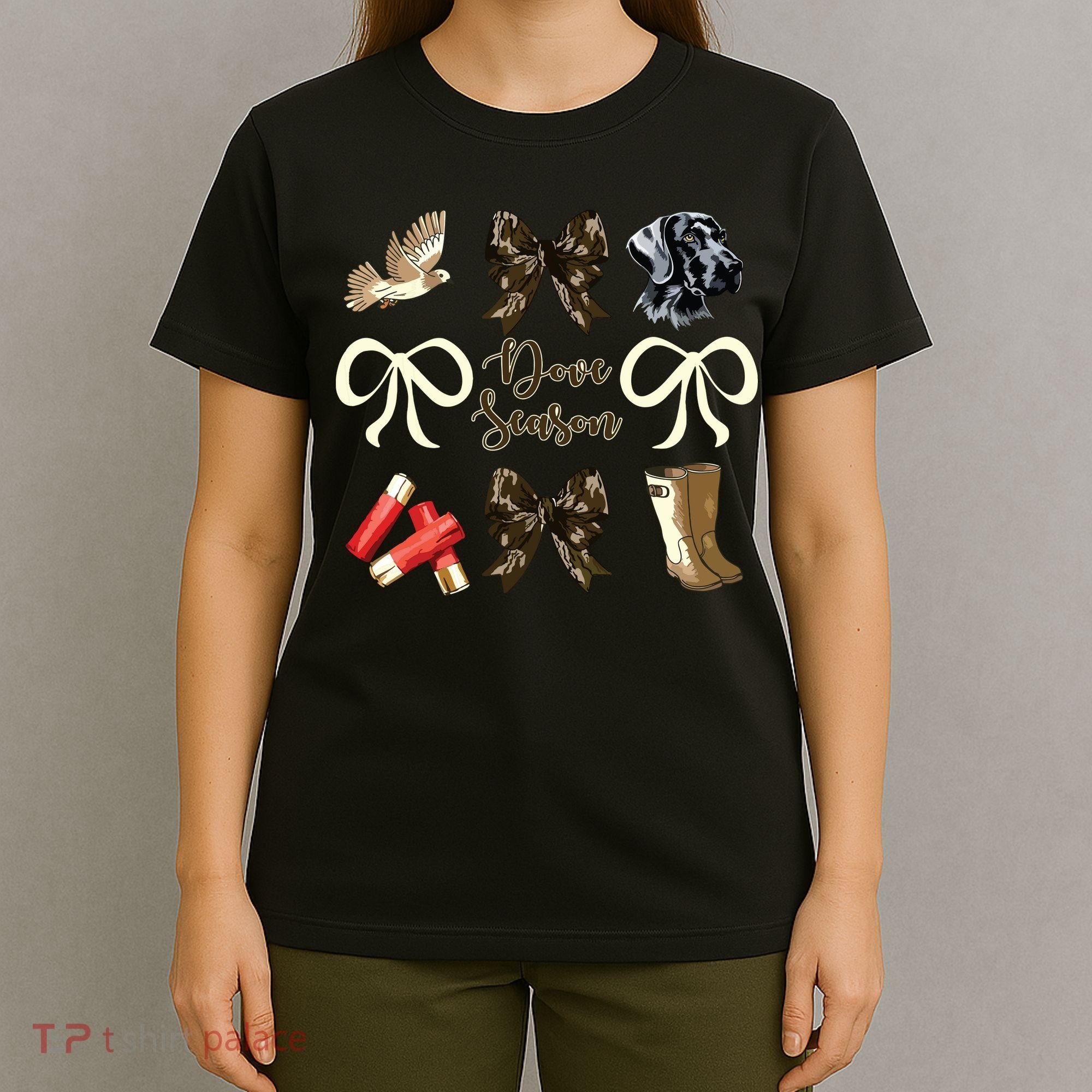 Camo Bow Coquette Dove Season Hunting Dove Hunter Hunt Girl T-Shirt