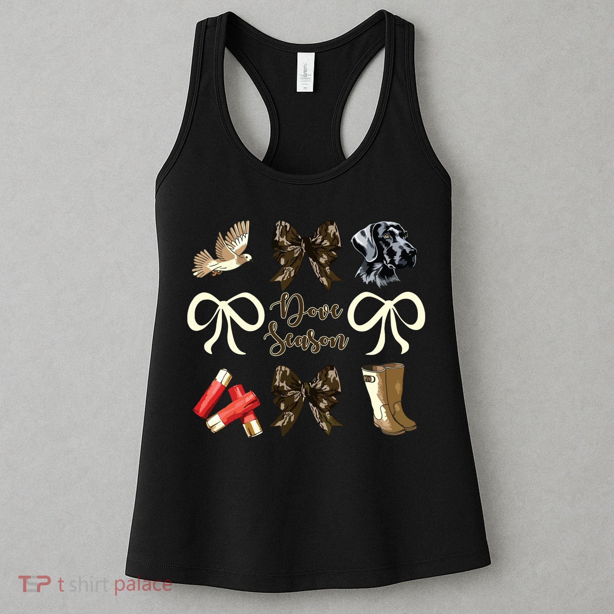 Camo Bow Coquette Dove Season Hunting Dove Hunter Hunt Girl Women's Tank Top