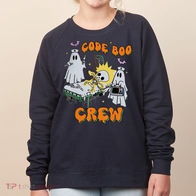 Code Boo Crew Funny Ghost Nurse Halloween Costume Women's Sweatshirt