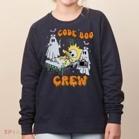 Code Boo Crew Funny Ghost Nurse Halloween Costume Women's Sweatshirt thumb 0