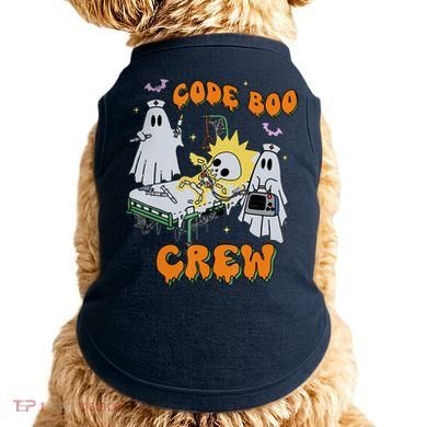 Code Boo Crew Funny Ghost Nurse Halloween Costume Doggie Tank