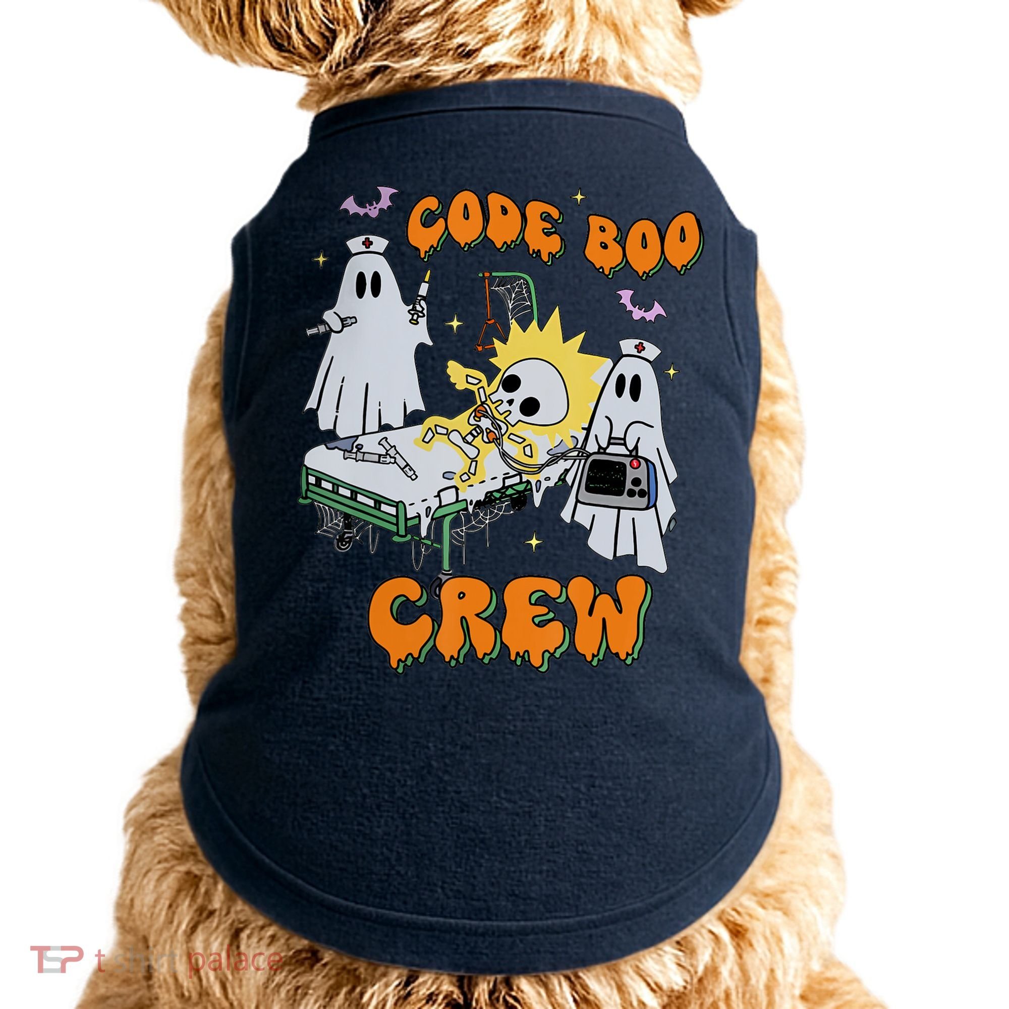 Code Boo Crew Funny Ghost Nurse Halloween Costume Doggie Tank
