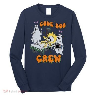 Code Boo Crew Funny Ghost Nurse Halloween Costume Long Sleeve Shirt