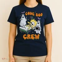 Code Boo Crew Funny Ghost Nurse Halloween Costume T-Shirt thumb 4