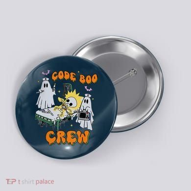 Code Boo Crew Funny Ghost Nurse Halloween Costume Button