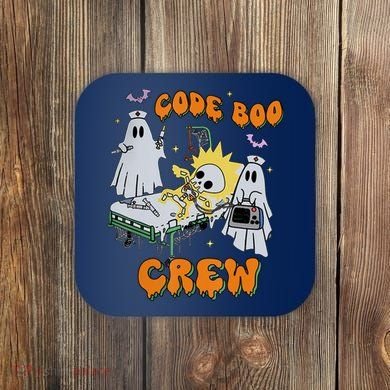 Code Boo Crew Funny Ghost Nurse Halloween Costume Coaster