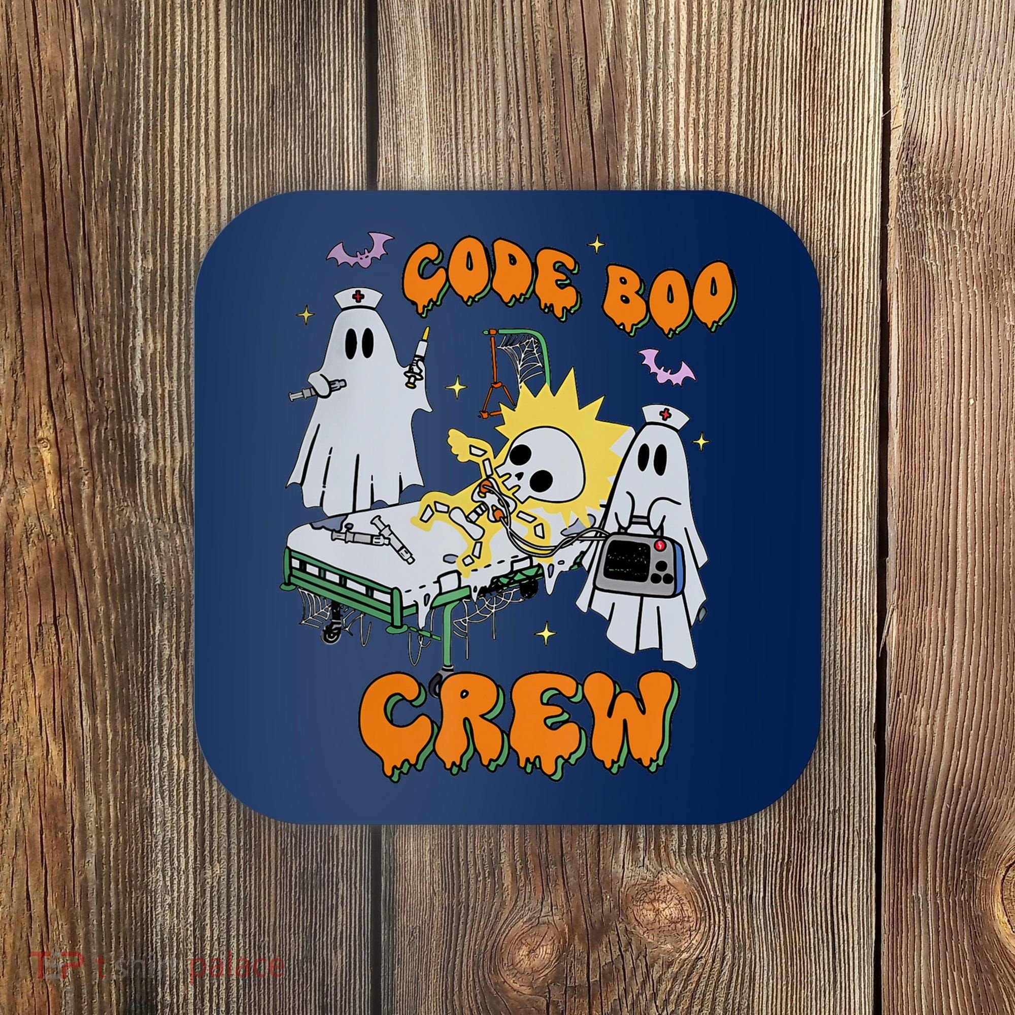 Code Boo Crew Funny Ghost Nurse Halloween Costume Coaster