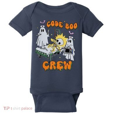 Code Boo Crew Funny Ghost Nurse Halloween Costume Baby Bodysuit