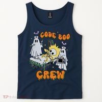 Code Boo Crew Funny Ghost Nurse Halloween Costume Tank Top thumb 2