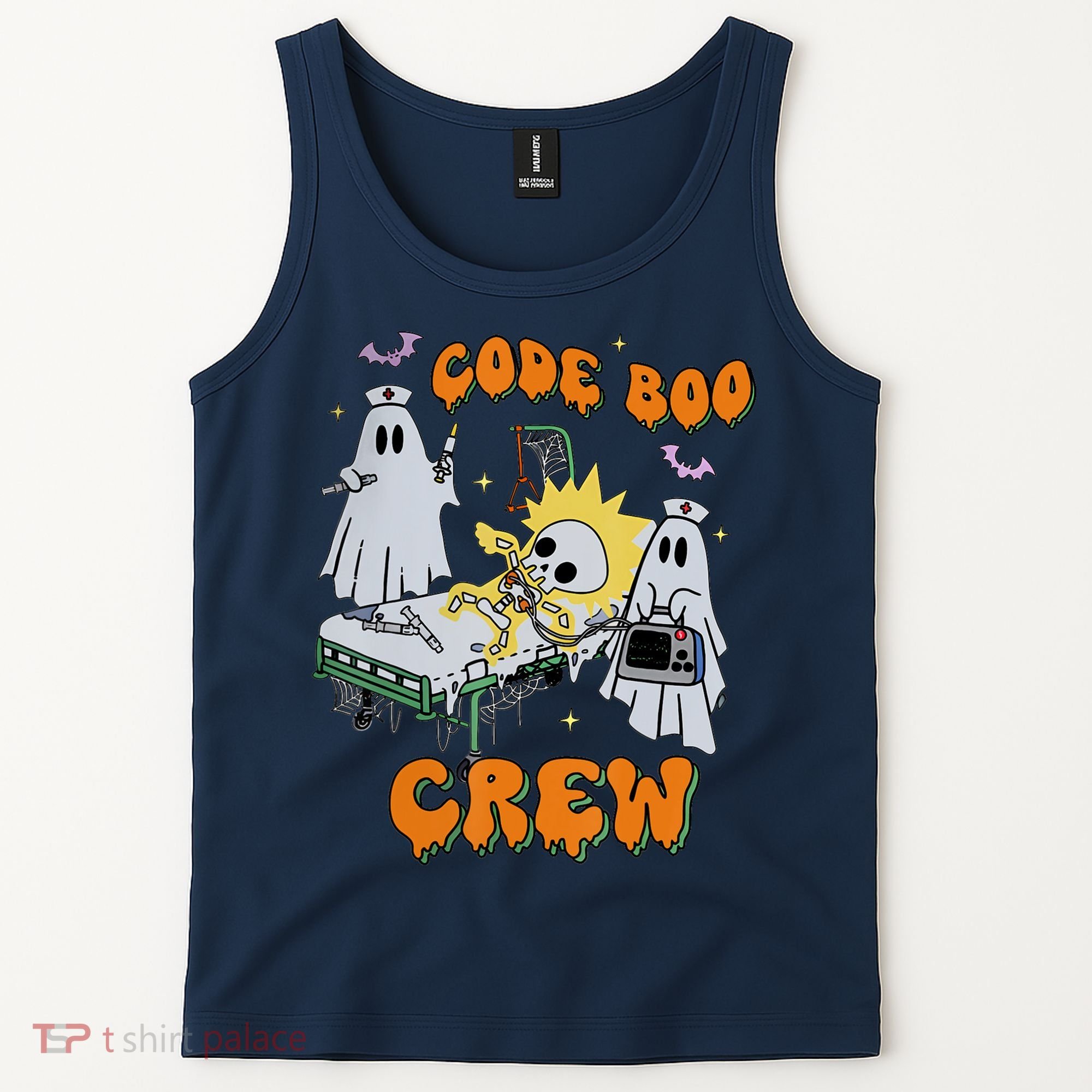 Code Boo Crew Funny Ghost Nurse Halloween Costume Tank Top