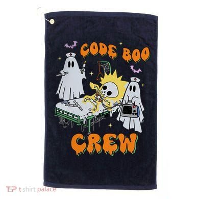 Code Boo Crew Funny Ghost Nurse Halloween Costume Golf Towel