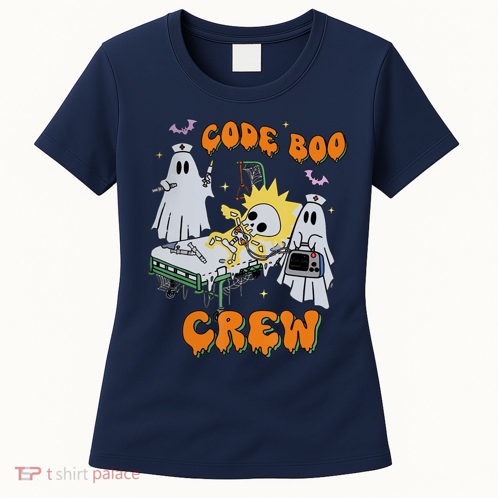 Code Boo Crew Funny Ghost Nurse Halloween Costume Women's T-Shirt